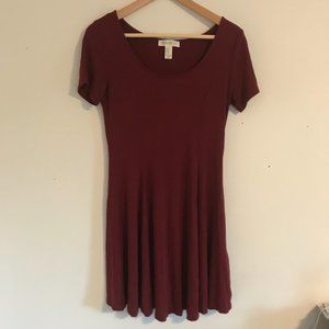 Maroon Fitted Skater Dress Forever 21